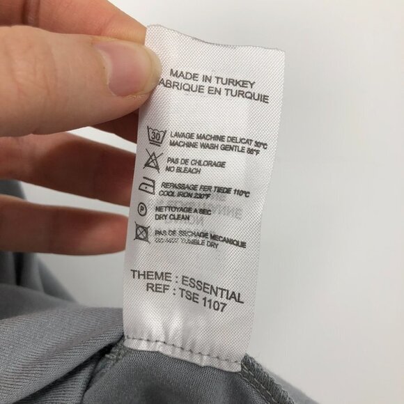 Lauren Vidal blue grey short sleeve viscose Chained  V-neck blouse Med - Picture 8 of 14